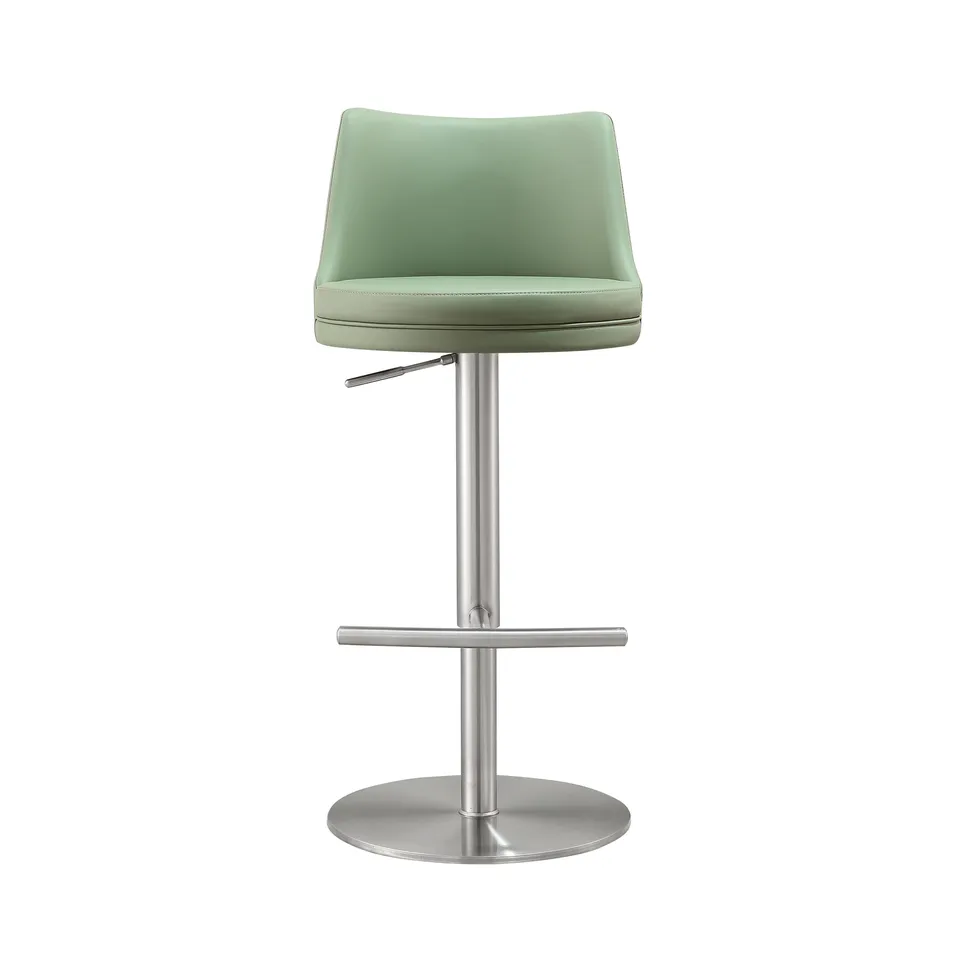 Reagan Sea Foam Green Performance Vegan Leather and Silver Adjustable Stool