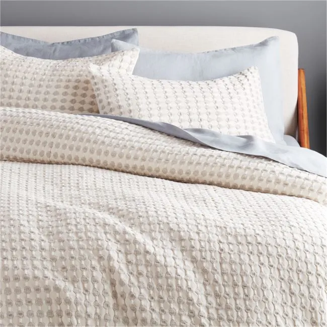 Estela Grey and White Organic Cotton Duvet Cover Full/Queen