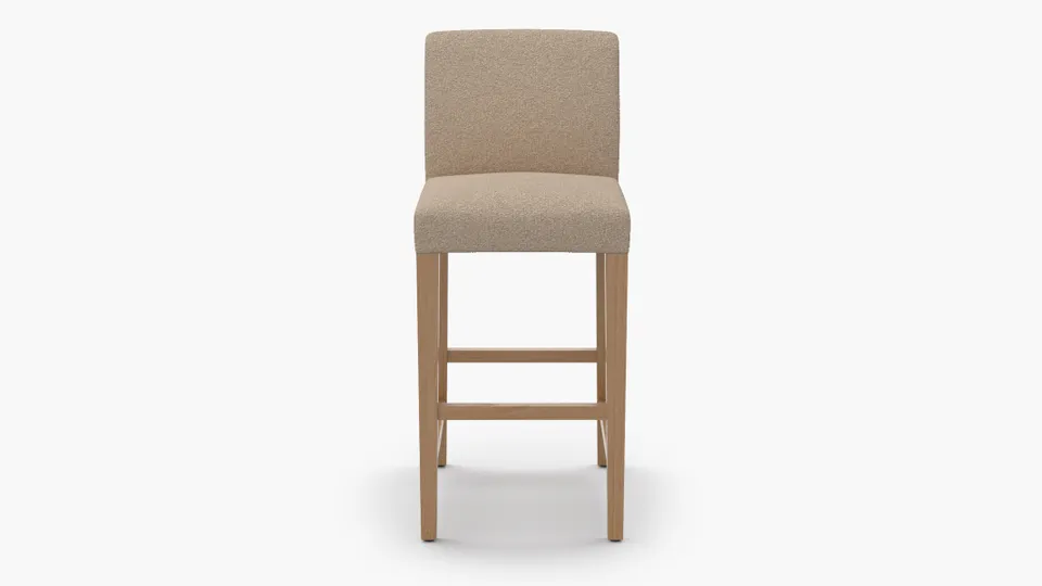 Signature Dining Bar Stool, Buff Boucle, Natural Square Tapered Leg
