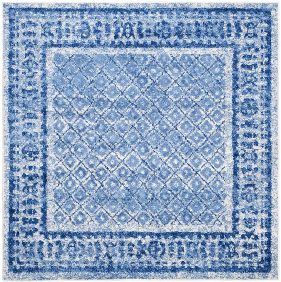 Arlo Home Woven Area Rug, ADR110D, Silver/Blue,  6' X 6' Square