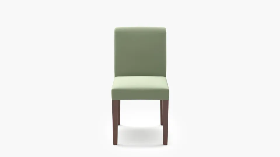 Signature Dining Chair, Celadon Performance Plush Velvet, Walnut Square Tapered Leg