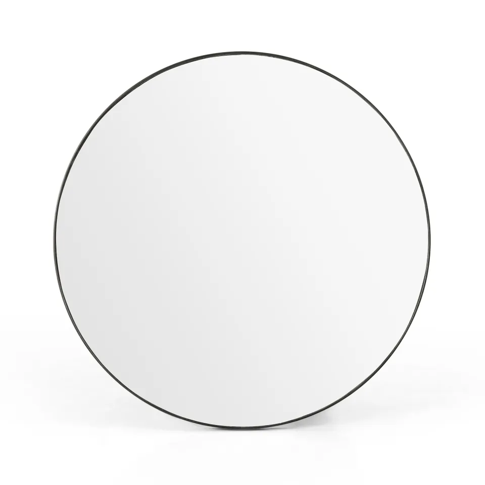 Bellvue Round Mirror-Rustic Black