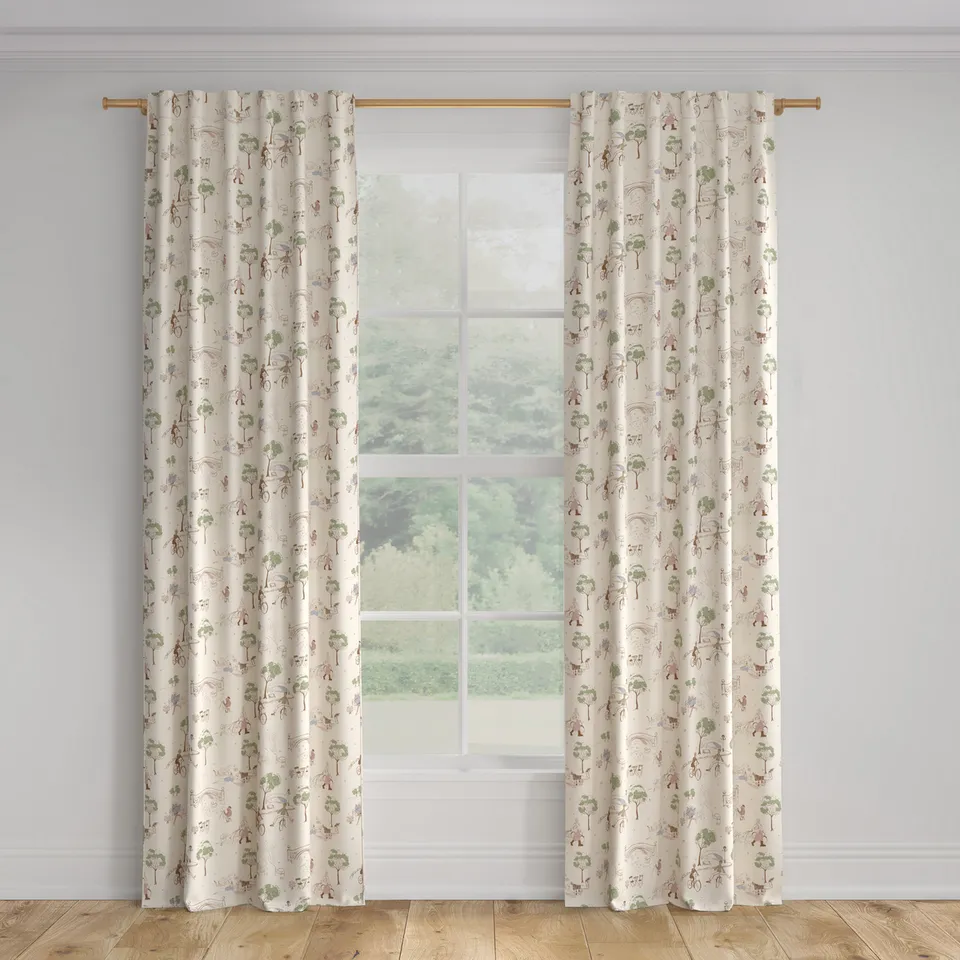 Printed Linen Curtain, Multi Central Park Toile, 50" x 108", Privacy