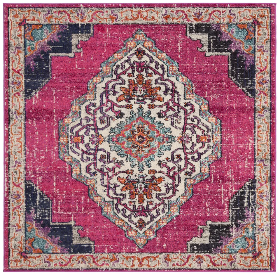 Arlo Home Woven Area Rug, MNC254D, Pink/Multi,  5' X 5' Square