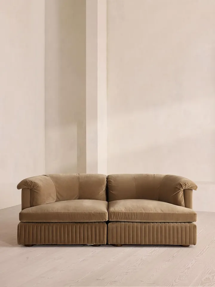 Oona Deep Sit Sectional Sofa, Three Seater, Velvet, Truffle, US