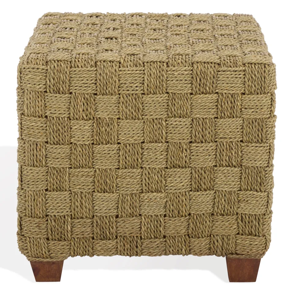 Norabelle Square Seagrass Ottoman - Natural