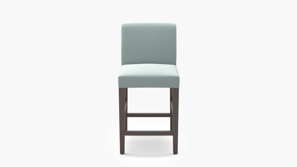 Signature Dining Counter Stool, Spa Performance Plush Velvet, Espresso Square Tapered Leg