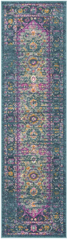 Arlo Home Woven Area Rug, MAD122C, Blue/Fuchsia,  2' 3" X 8'