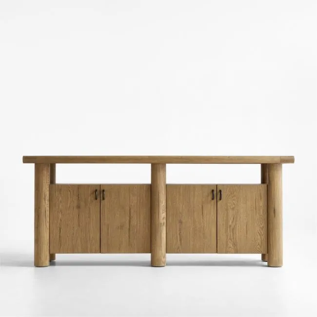 Breckenridge 78" Weathered Rustic Oak Wood Credenza