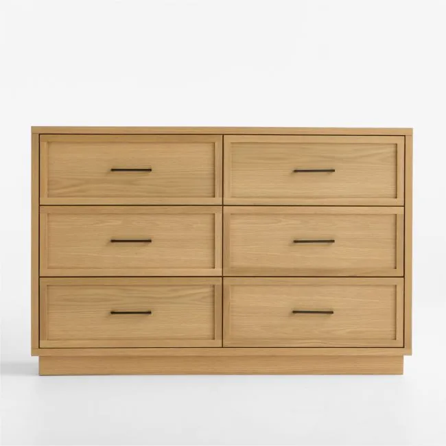 Oliver 52" Natural Oak Wood Wide 6-Drawer Kids Dresser