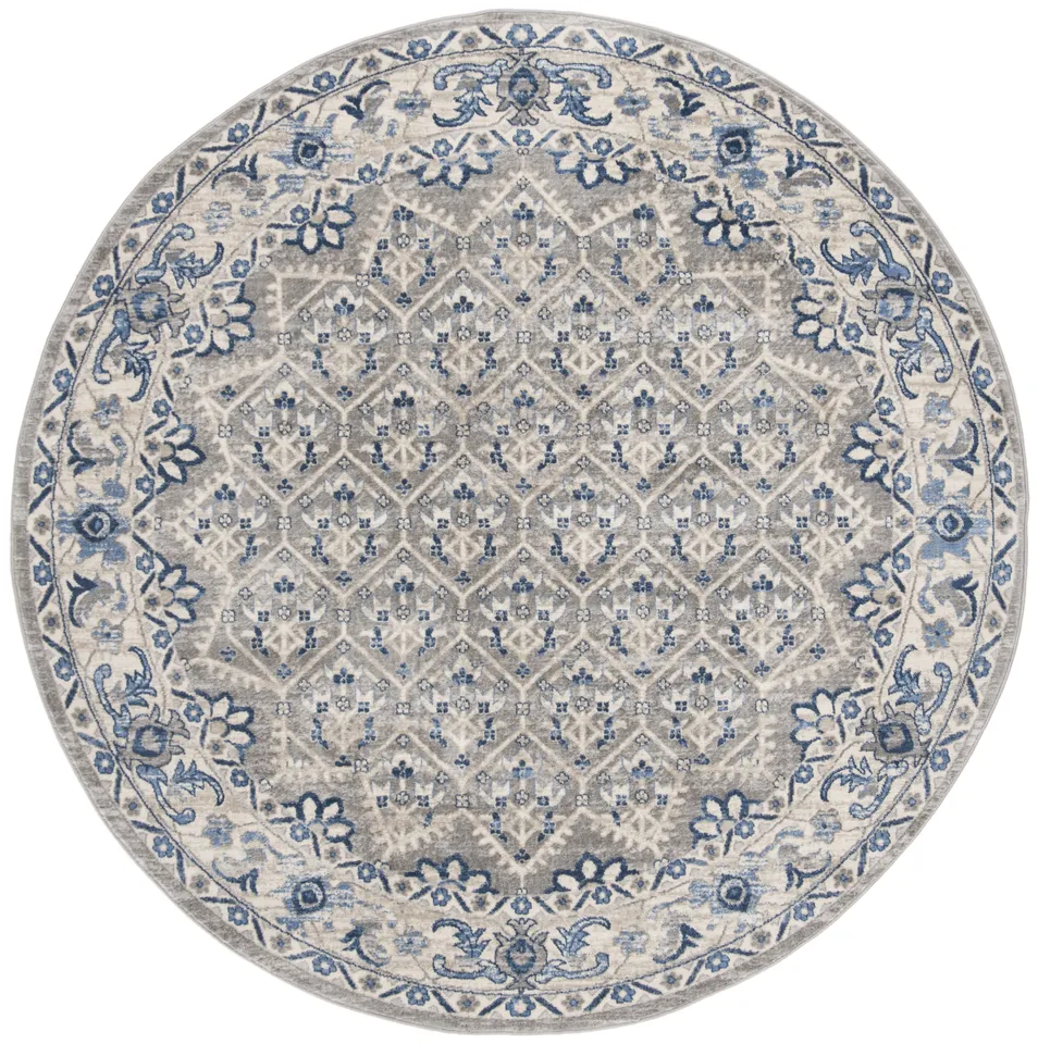 Arlo Home Woven Area Rug, BNT869G, Light Grey/Blue,  6' 7" X 6' 7" Round