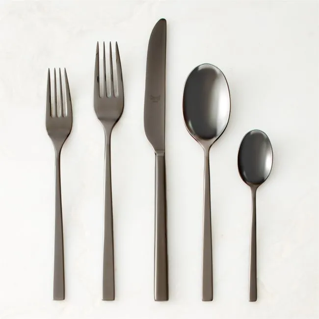 Rebbio 5-Piece Brushed Black Flatware Set