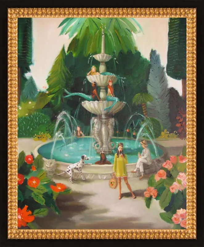 Selfie At The Mermaid Public Fountain by Janet Hill for Artfully Walls