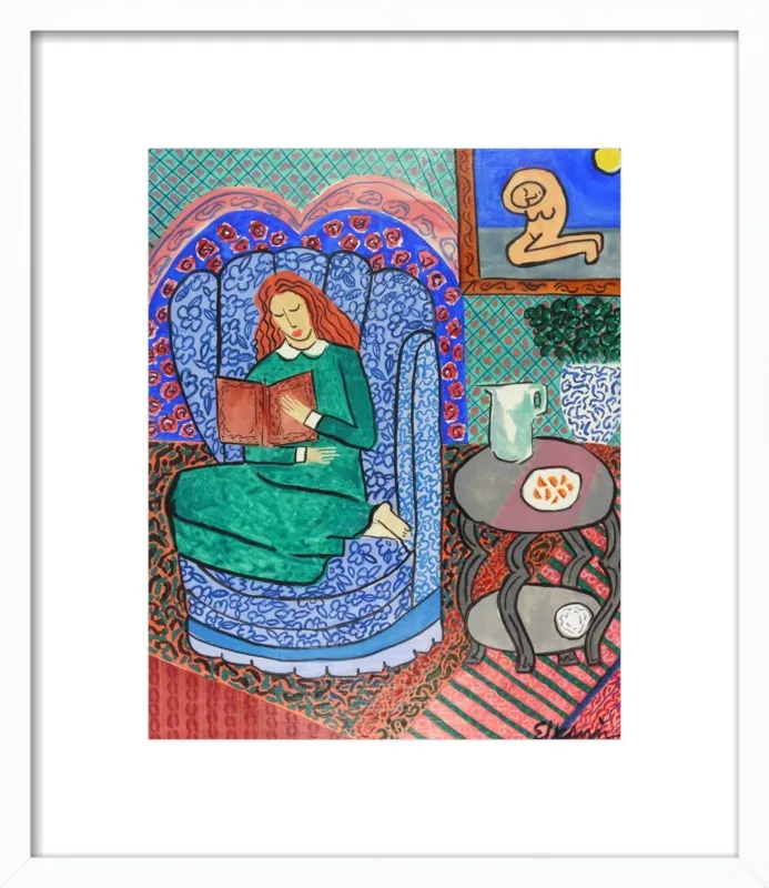 Red Headed Reader by Linda Elksnin for Artfully Walls