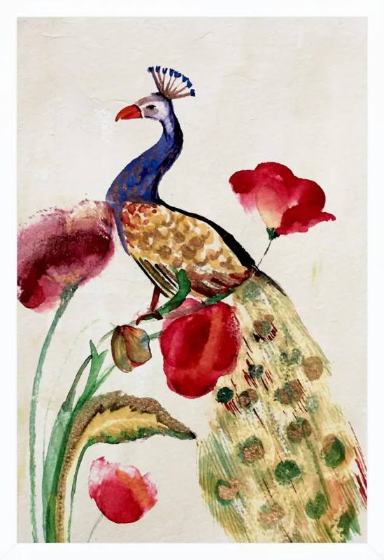 blue gold peacock by Ruti Shaashua for Artfully Walls