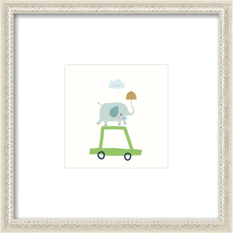 Retro Elephant and Car by Sarah Betz - Little Cube for Artfully Walls