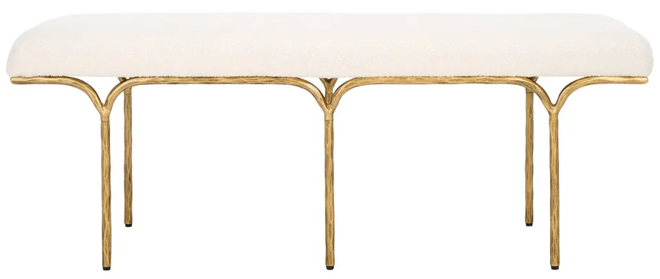 Marvin Boucle 48" Bench - Ivory / Brass