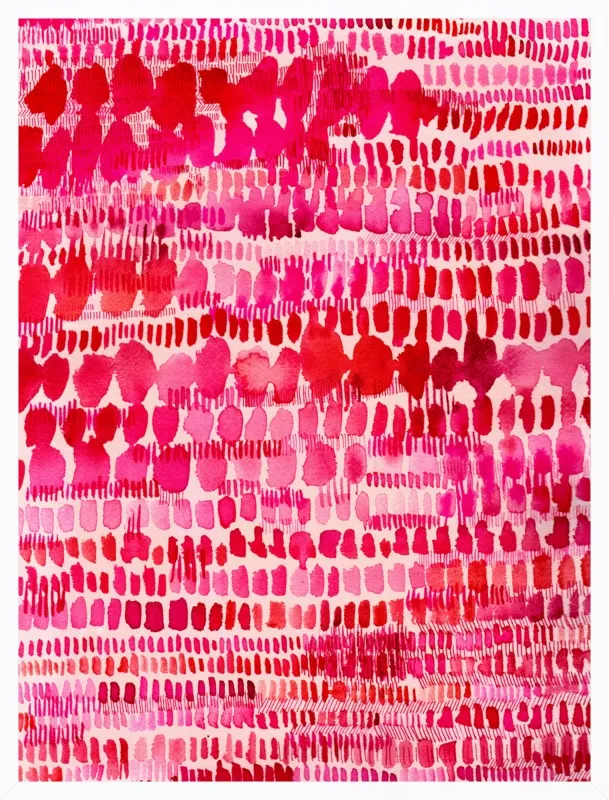 Pink and Red Watercolor Patterns Wall Art  by Paula Mills for Artfully Walls