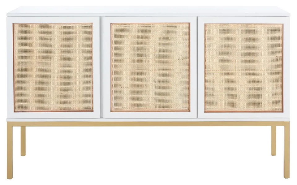 Zadie 2 Shelf Rattan Sideboard - White/Natural