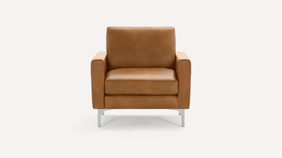 Nomad Leather Club Chair - Camel - Top Grain Leather / Chrome - Metal / Block