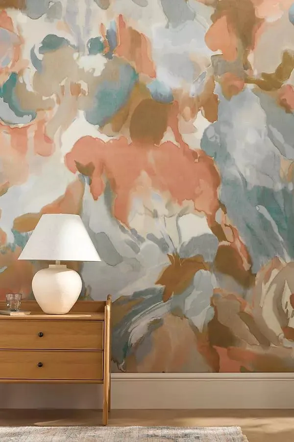 Foresta Abstract Baked Terracotta Cerulean Wallpaper