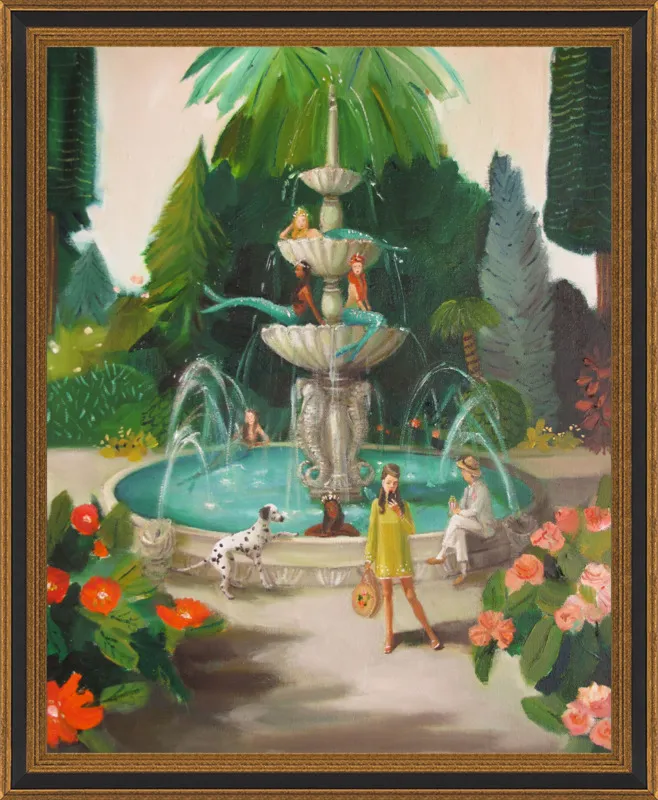 Selfie At The Mermaid Public Fountain by Janet Hill for Artfully Walls