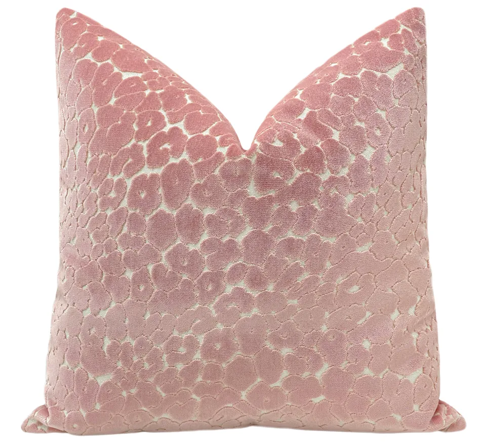LEOPARD CUT VELVET // PINK PEONY - LITTLE LUMBAR 12" X 18"