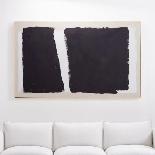 "Dark Modern Moment" 49"x81" Hand-Painted Raw Canvas Framed Wall Art