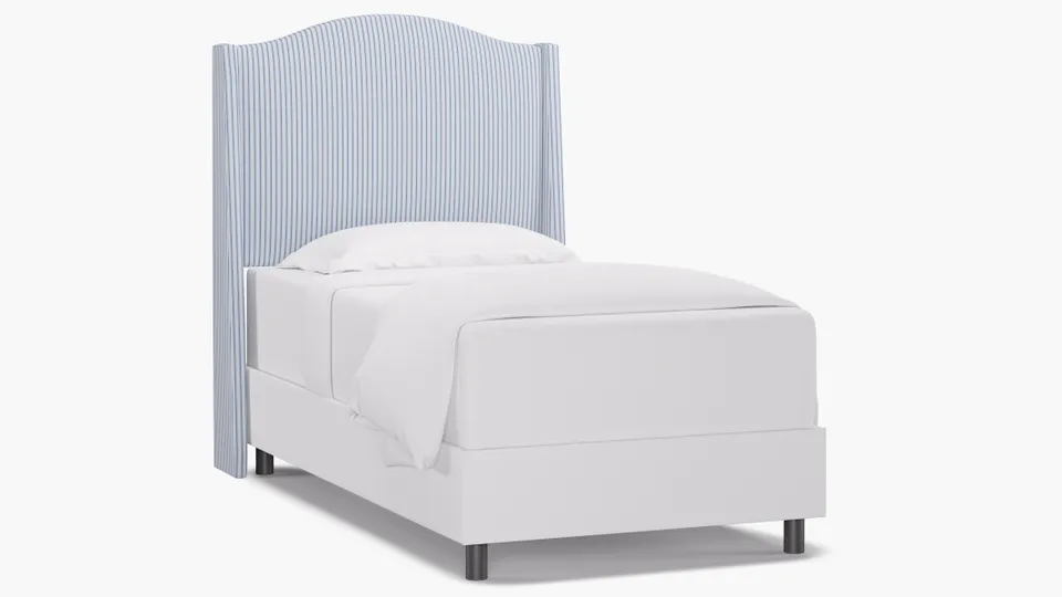 Classic Wingback Headboard, Cornflower Classic Ticking Stripe, Twin