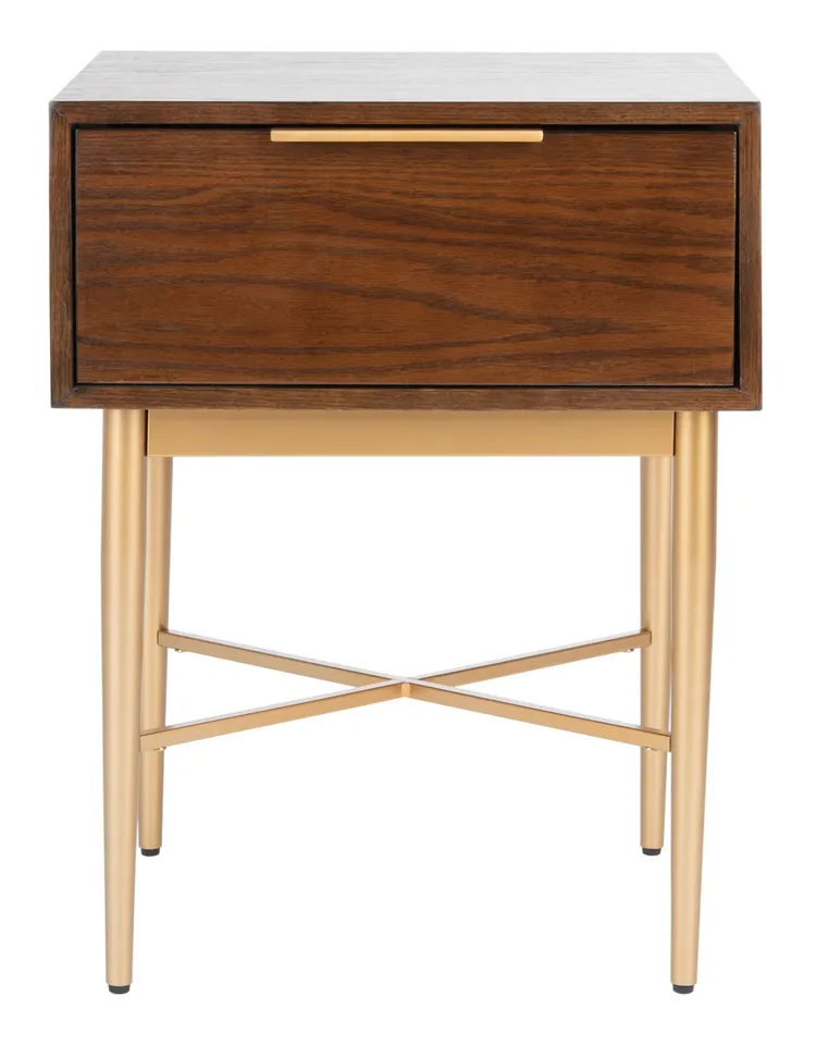 Pierre One Drawer Nightstand - Walnut / Gold