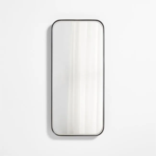 Edge Black Metal Wide Depth Wall Mirror 19"x42"