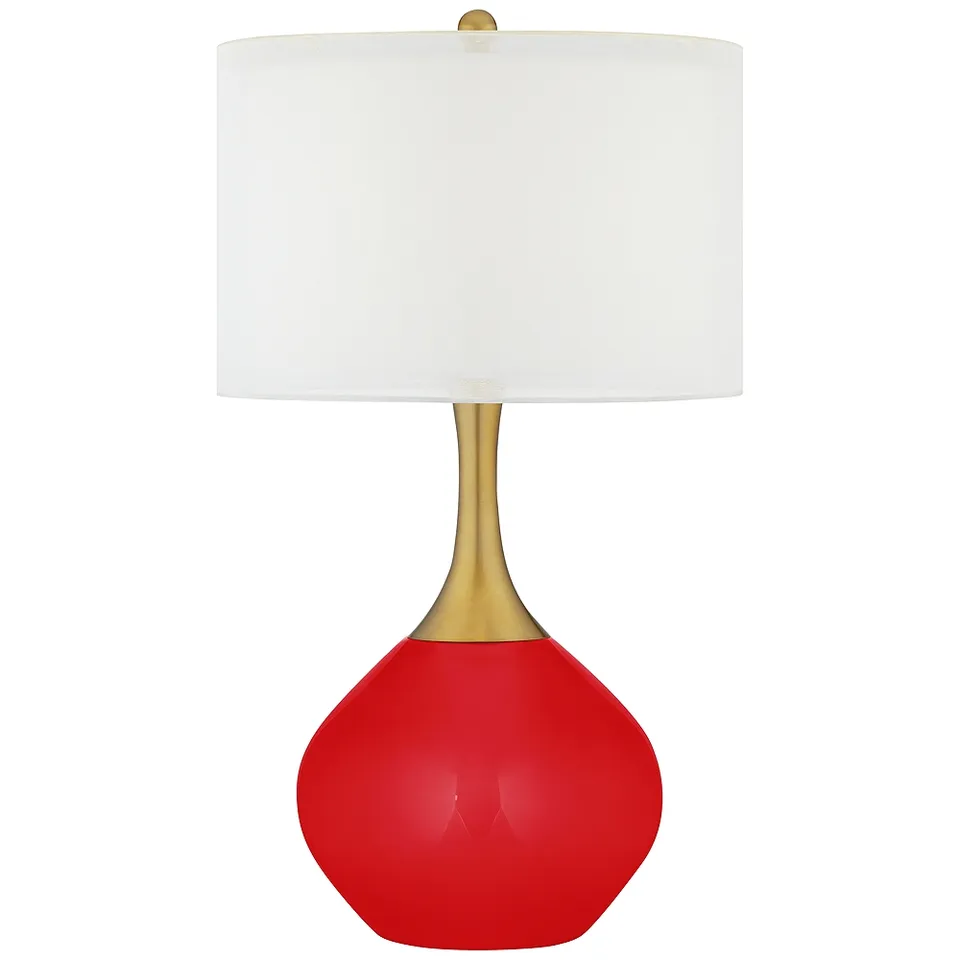 Color Plus Nickki Brass 30 1/2" Bright Red  Modern Table Lamp
