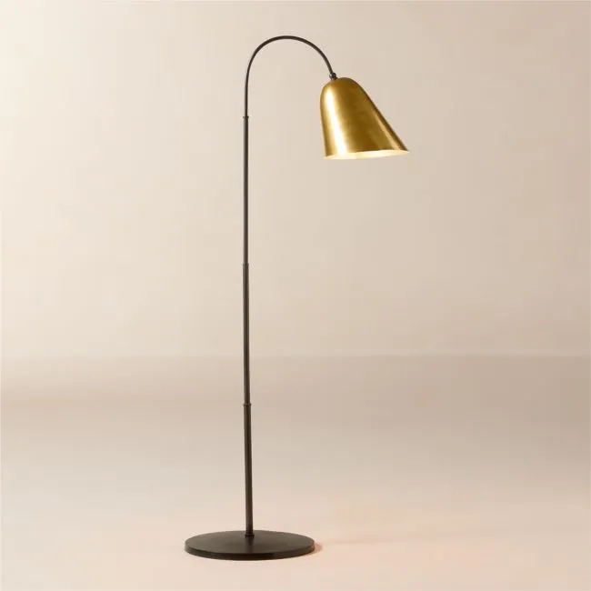 Jo Aged And Blackened Brass Floor Lamp by Kay Fisker 56"