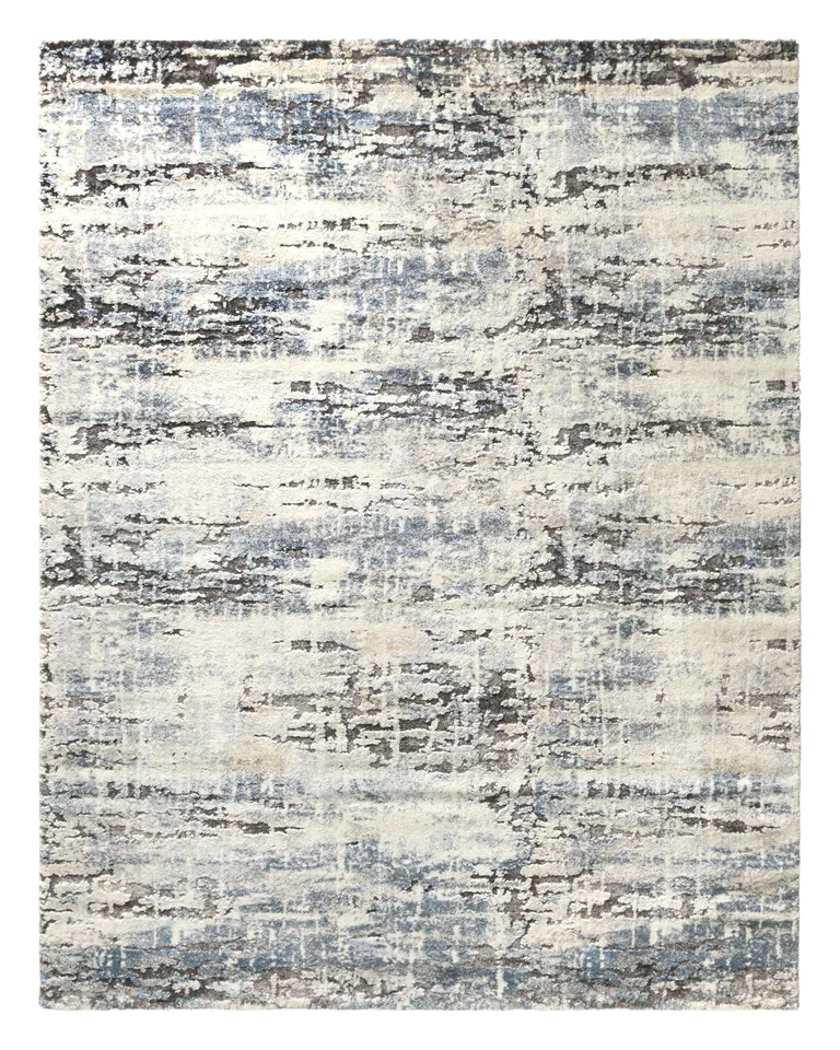Label J Benton FRR01 Abstract Blue and Cream Area Rug (9'3"x13')