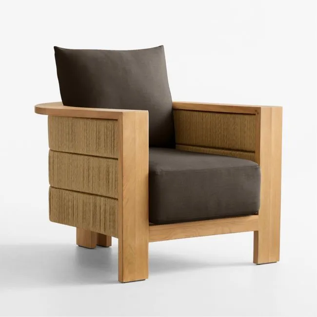 Bali Natural Teak Outdoor Lounge Chair with Canvas Java Sunbrella ® Cushions