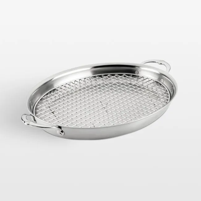 Hestan Provisions Oval Stainless Steel Roasting Pan with Rack