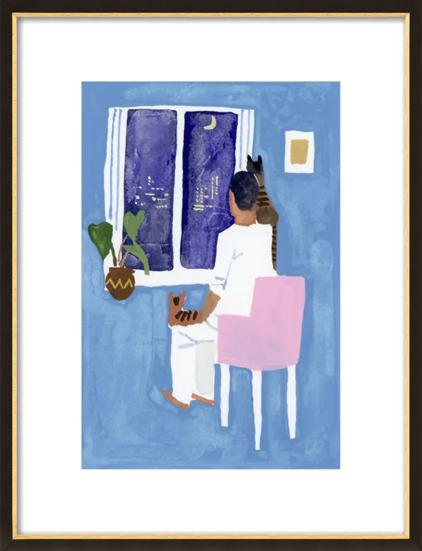 Look at the cat and the moon by Hiroyuki Izutsu for Artfully Walls