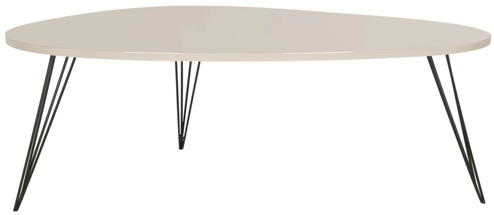 Wynton Retro Mid Century Lacquer Coffee Table - Taupe/Black