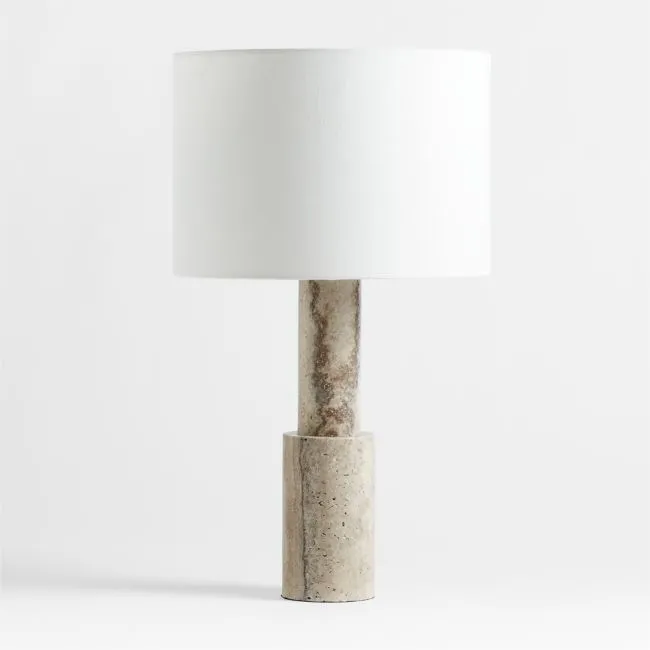 Jorgen Silver Travertine Table Lamp 28"