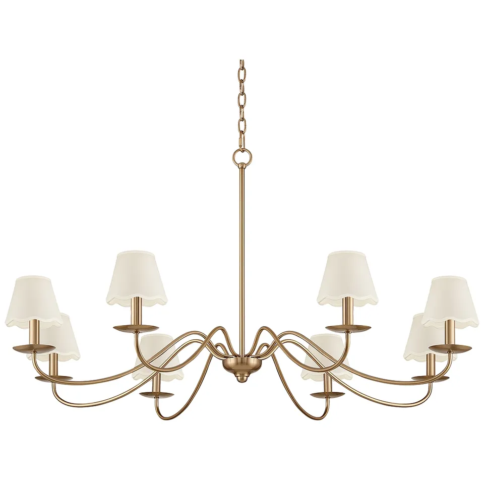 Marinec 42" Wide Soft Gold 8-Light Chandelier with White Shades