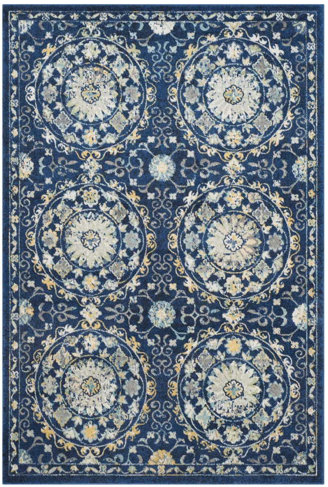 Arlo Home Woven Area Rug, EVK252A, Navy/Ivory,  4' X 6'