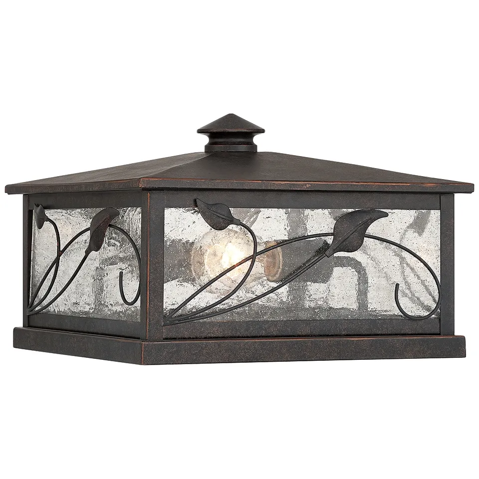 French Garden 13" Wide Bronze and Seeded Glass Pier Mount Light