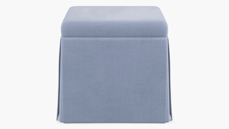 Skirted Storage Ottoman, Denim Everyday Linen