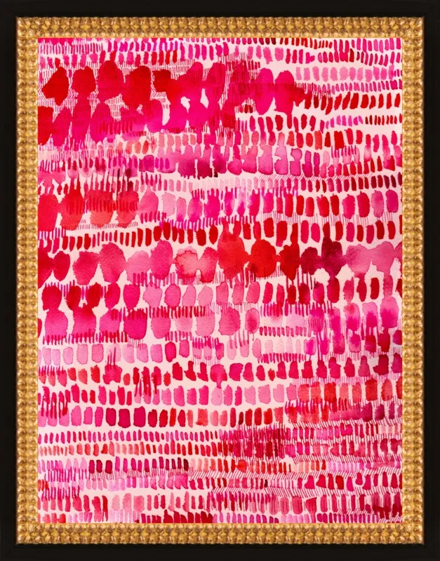 Pink and Red Watercolor Patterns Wall Art  by Paula Mills for Artfully Walls