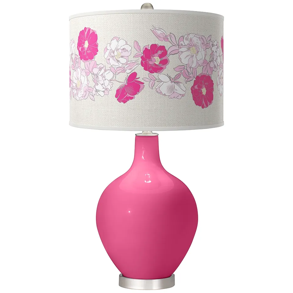 Blossom Pink Rose Bouquet Ovo Table Lamp