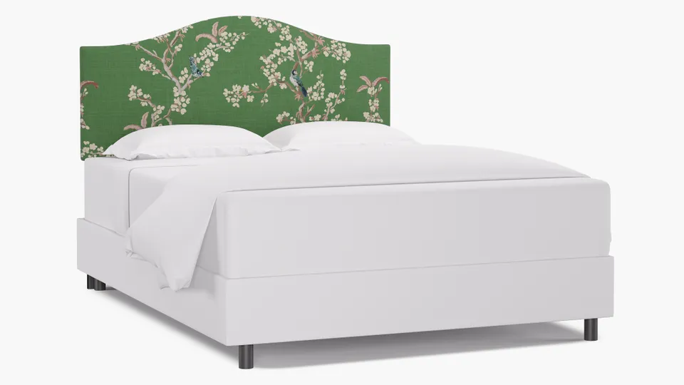 Camelback Headboard, Jade Cherry Blossom, Queen