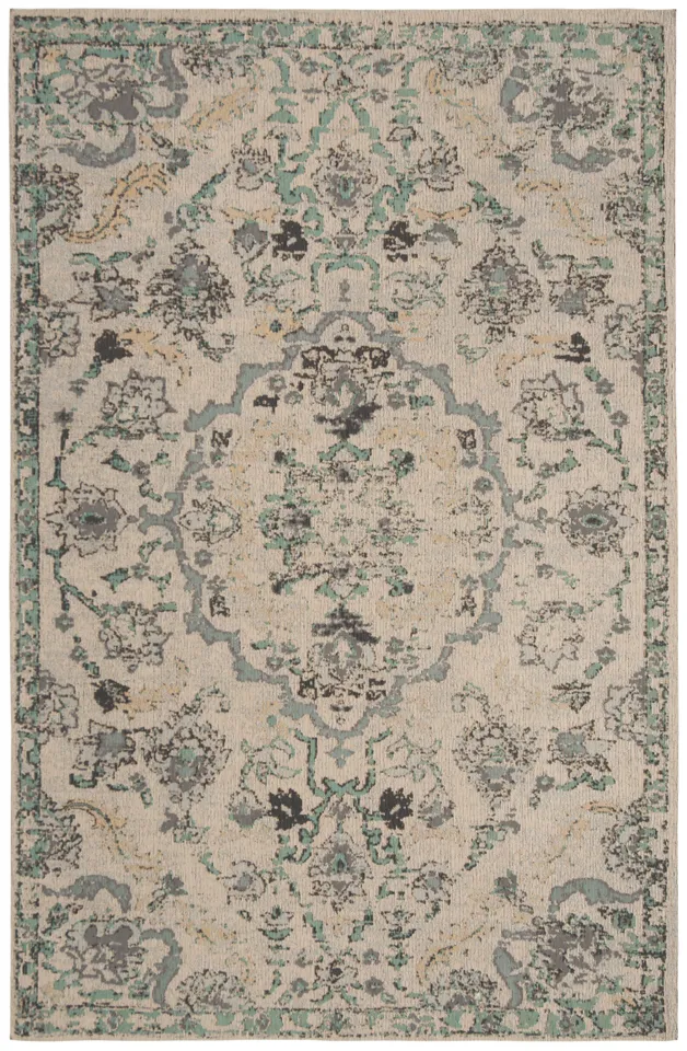 Arlo Home Woven Area Rug, CLV102F, Grey/Turquoise,  4' X 6'