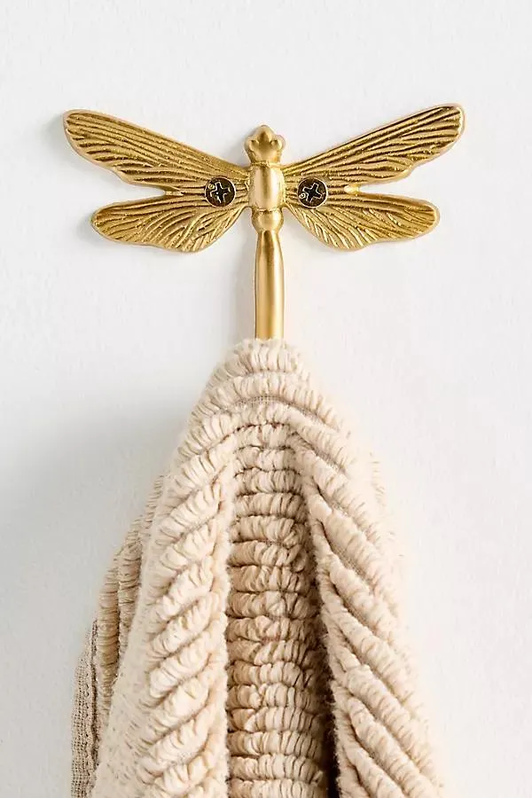 Anastasia Dragonfly Brushed Brass Bath Hook