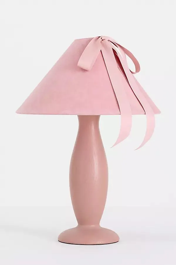 Bosette Bow Velvet and Wood Table Lamp