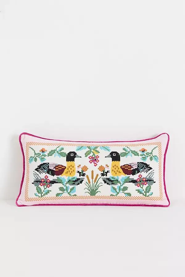 Daniella Cotton Needlepoint Novelty Pillow